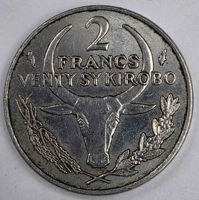 Madagascar 2 Francs 1979 KM#9