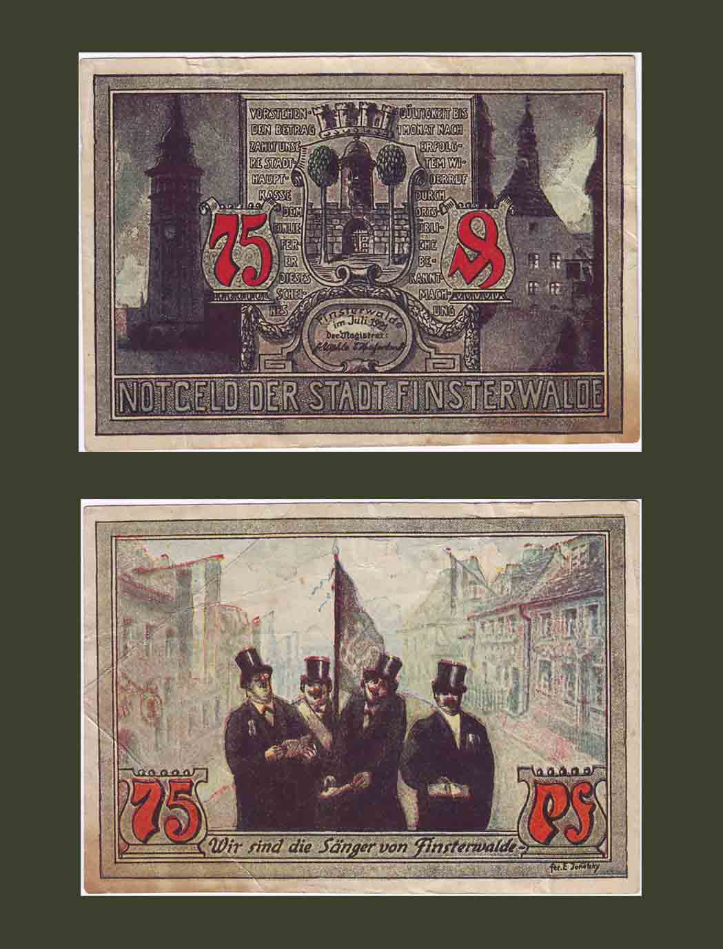Գերմանիա Finsterwalde 75 փֆեննիգ 1921 XF