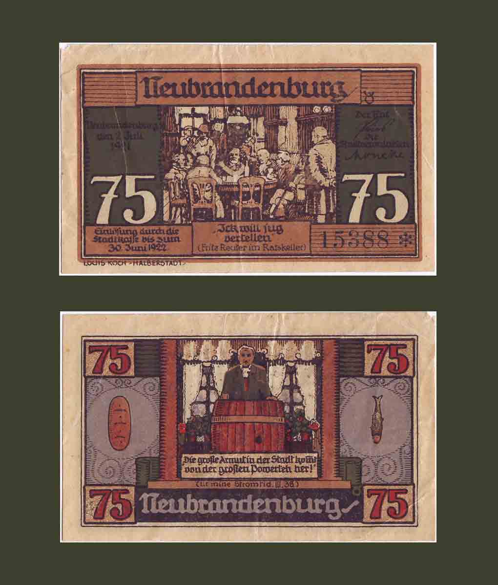 Գերմանիա Neubrandenburg 75 փֆեննիգ 1921 VF