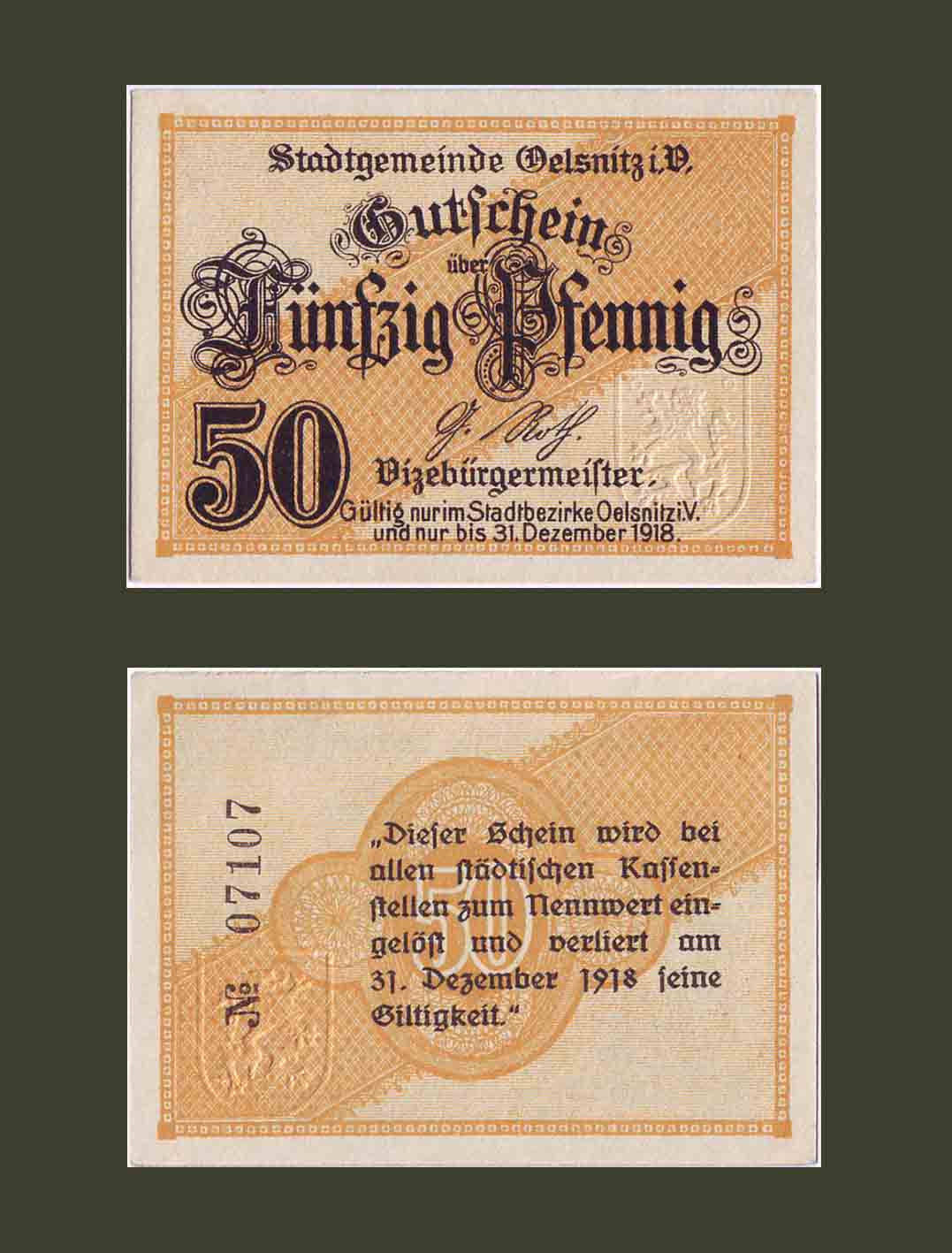 Գերմանիա Oelsnitz 50 փֆեննիգ 1918 UNC