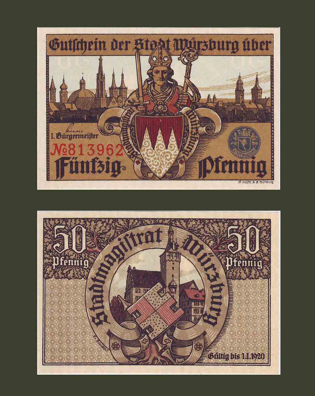 Գերմանիա Wurzburg 50 փֆեննիգ 1920 UNC