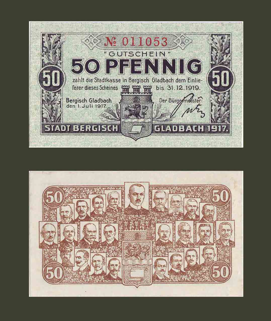 Գերմանիա Bergisch-Gladbach 50 փֆեննիգ 1917 UNC