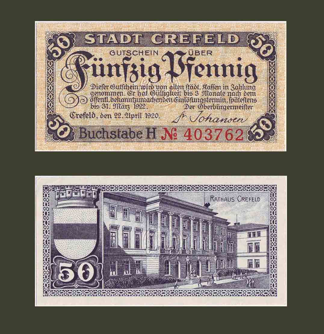 Գերմանիա Crefeld 50 փֆեննիգ 1920 UNC