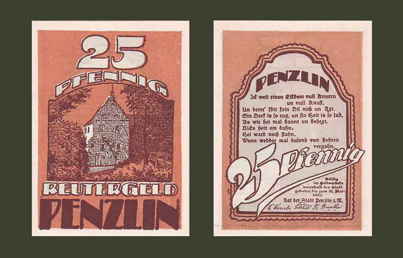 Գերմանիա Penzlin 25 փֆեննիգ 1922 UNC