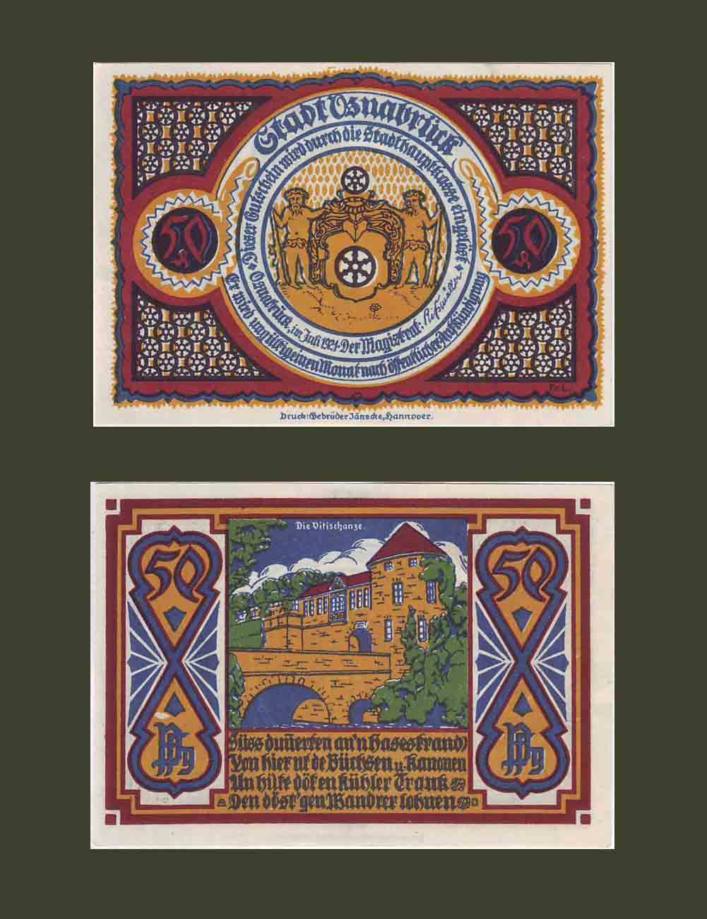 Germany Osnabrueck 50 pfennig 1921 AU