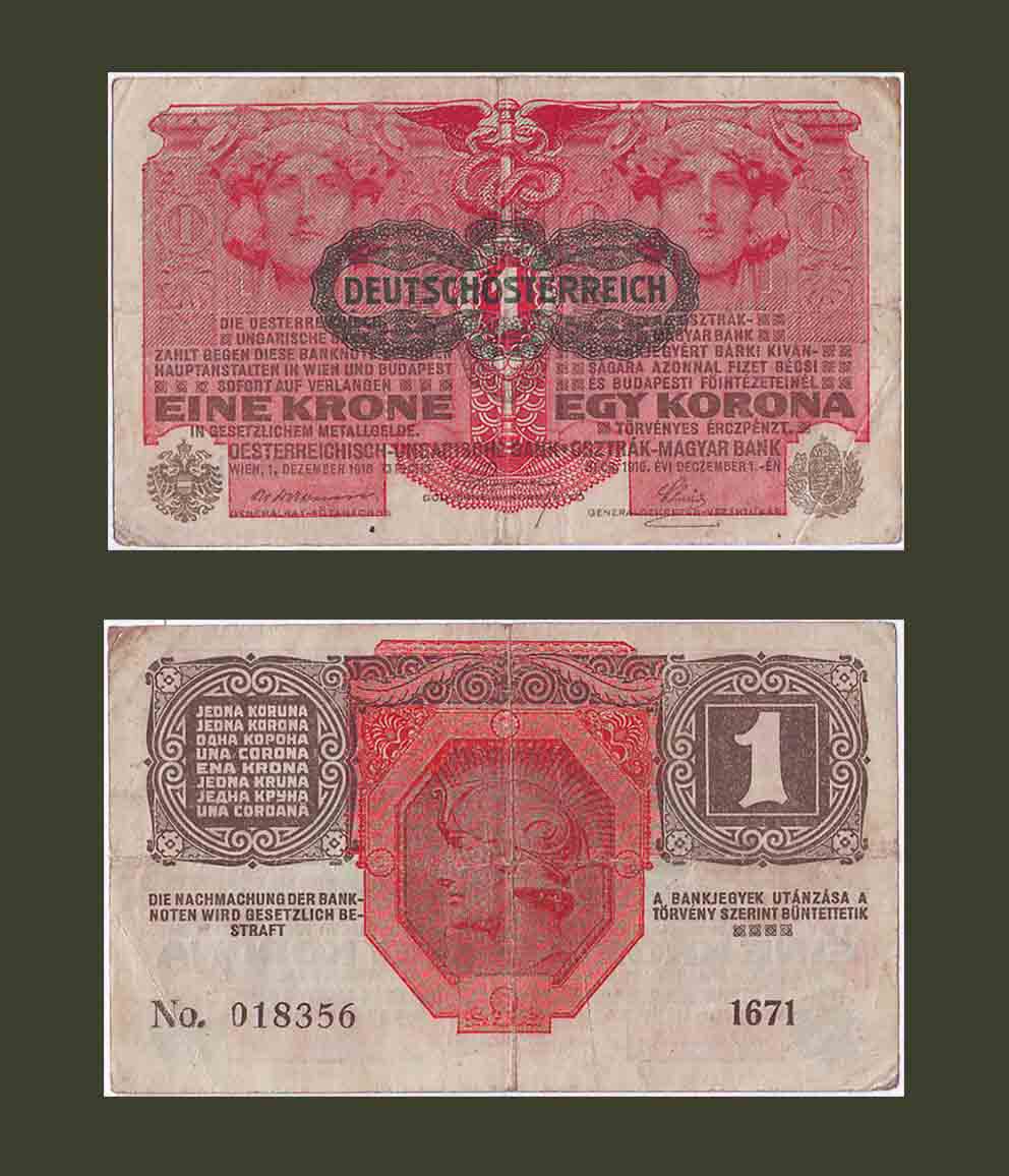 Ավստրիա 1 կրոն 1916 (1919) P49 VF