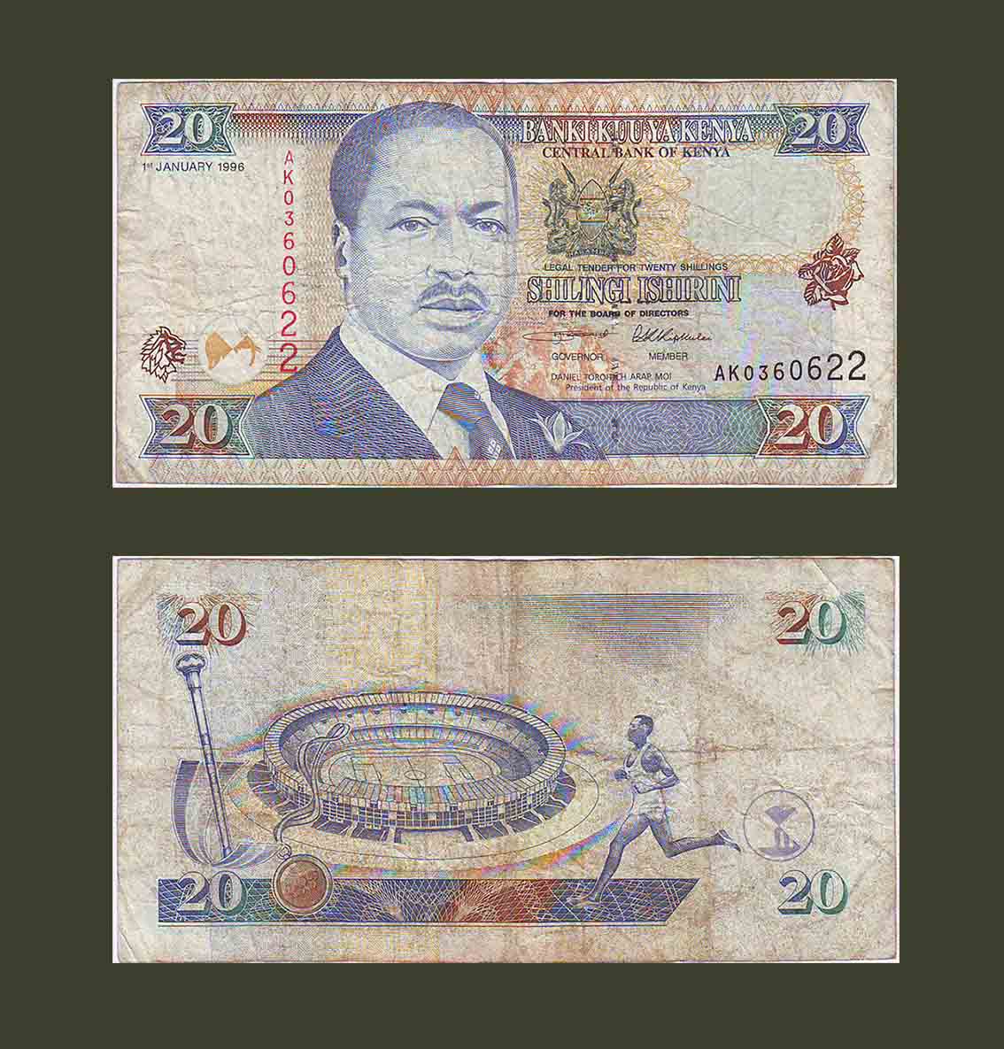 Kenya 20 Shilling 1996 P35a F-VF