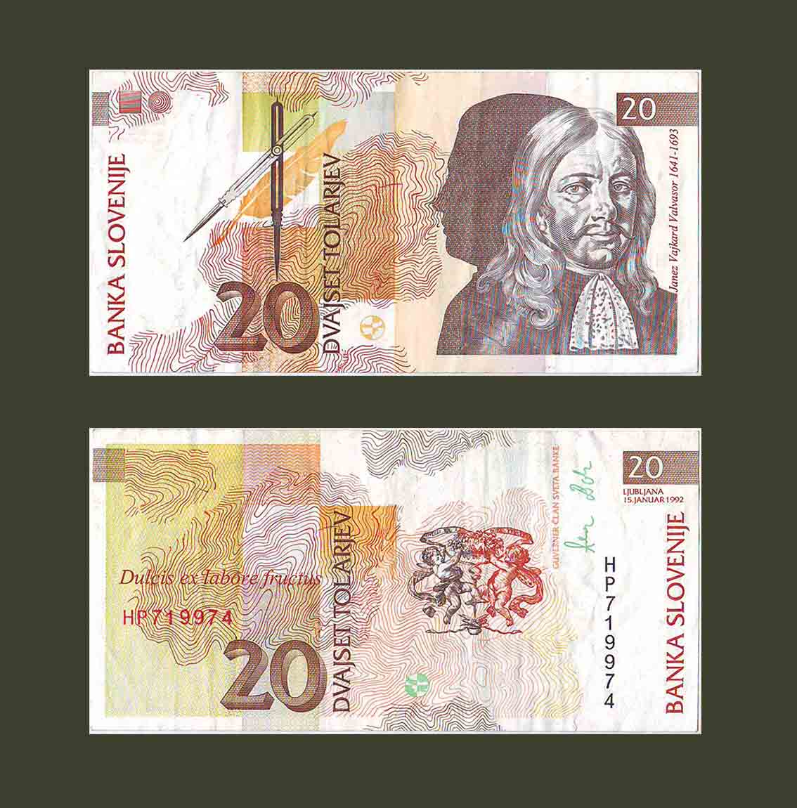 Slovenia 20 Tolarjev 1992 P12 VF-XF