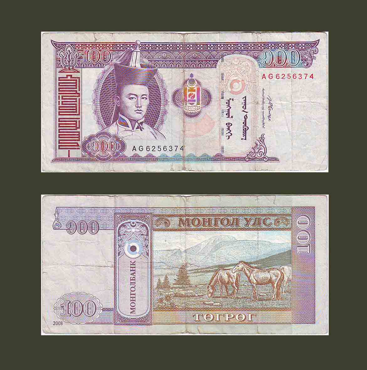 Mongolia 100 Tugrik 2008 P65 F