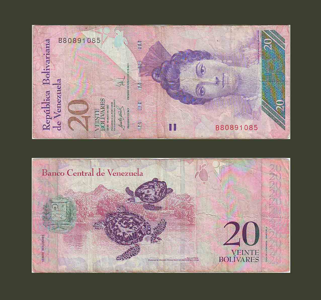 Venezuela 20 Bolivares 2008 P91 VF