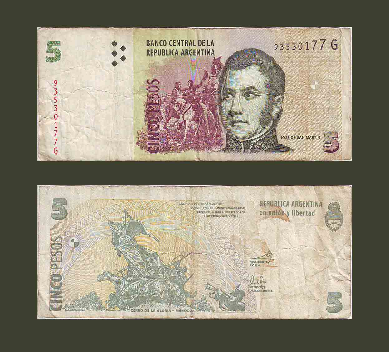 Argentina 5 Pesos 1998 P347 VF