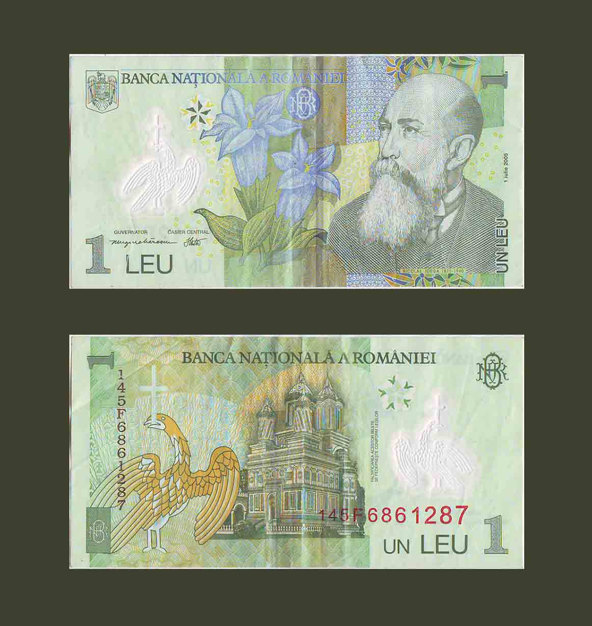 Romania 1 Lei 2005 P117 VF Polymer