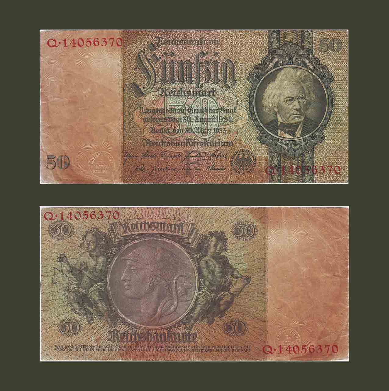 Germany 50 Mark 1933 P182a VF-XF