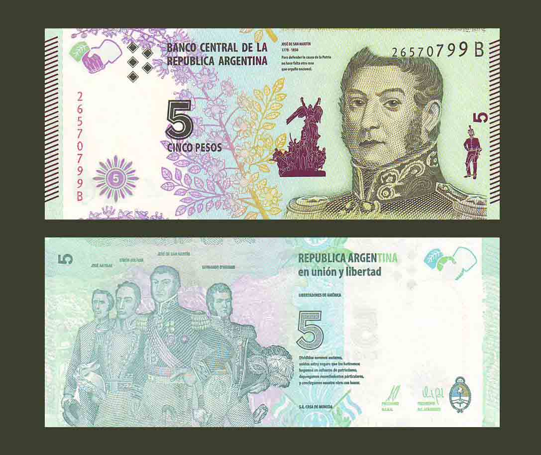 Argentina 5 Pesos 2015 P359 UNC