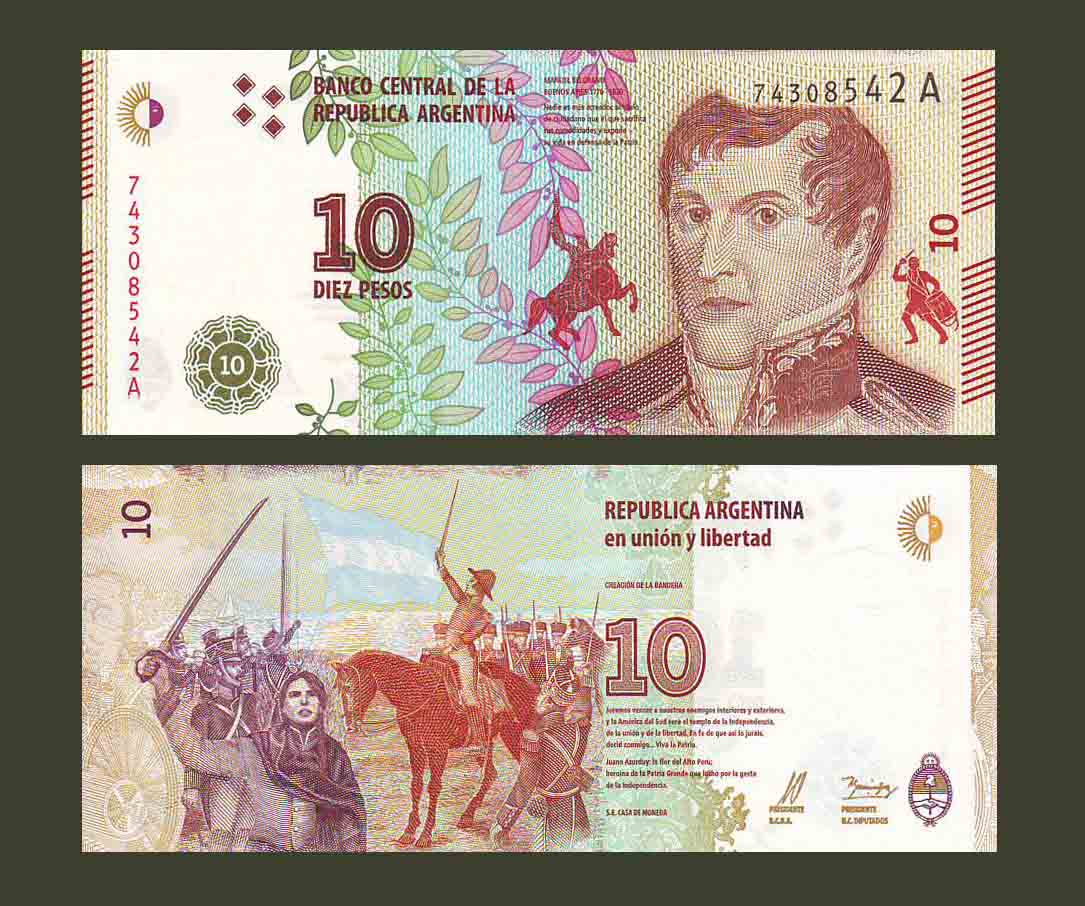 Argentina 10 Pesos 2016 P360 UNC