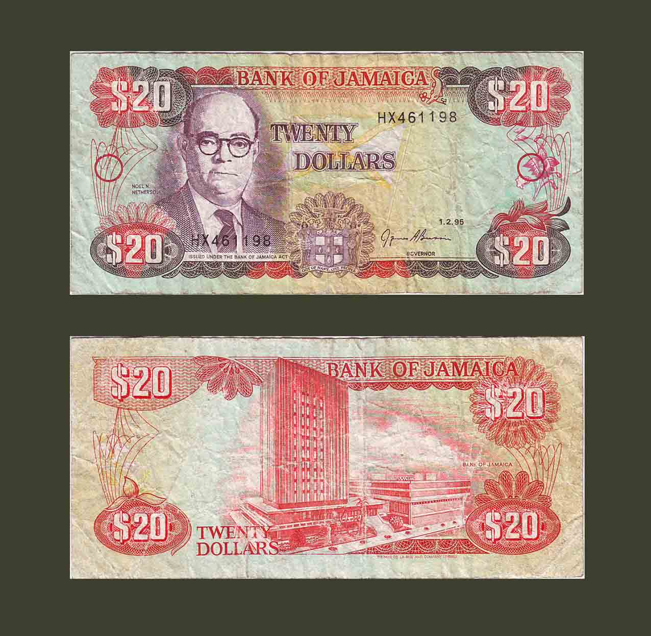 Jamaica 20 Dollars 1995 P72e VF-