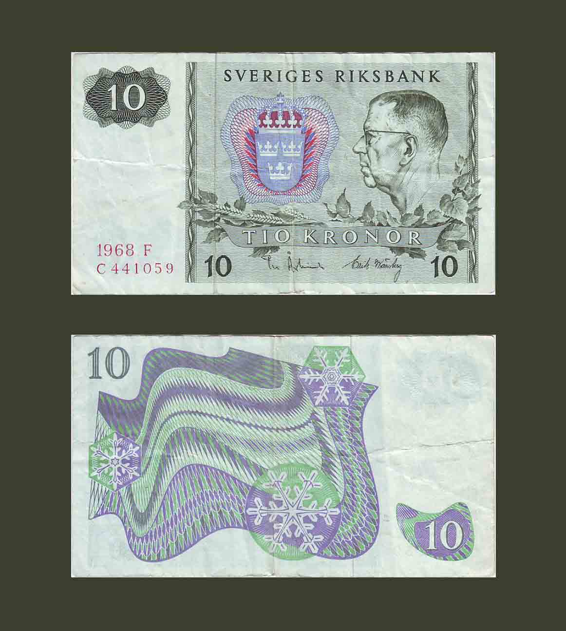 Sweden 10 Kronor 1968 P52b VF