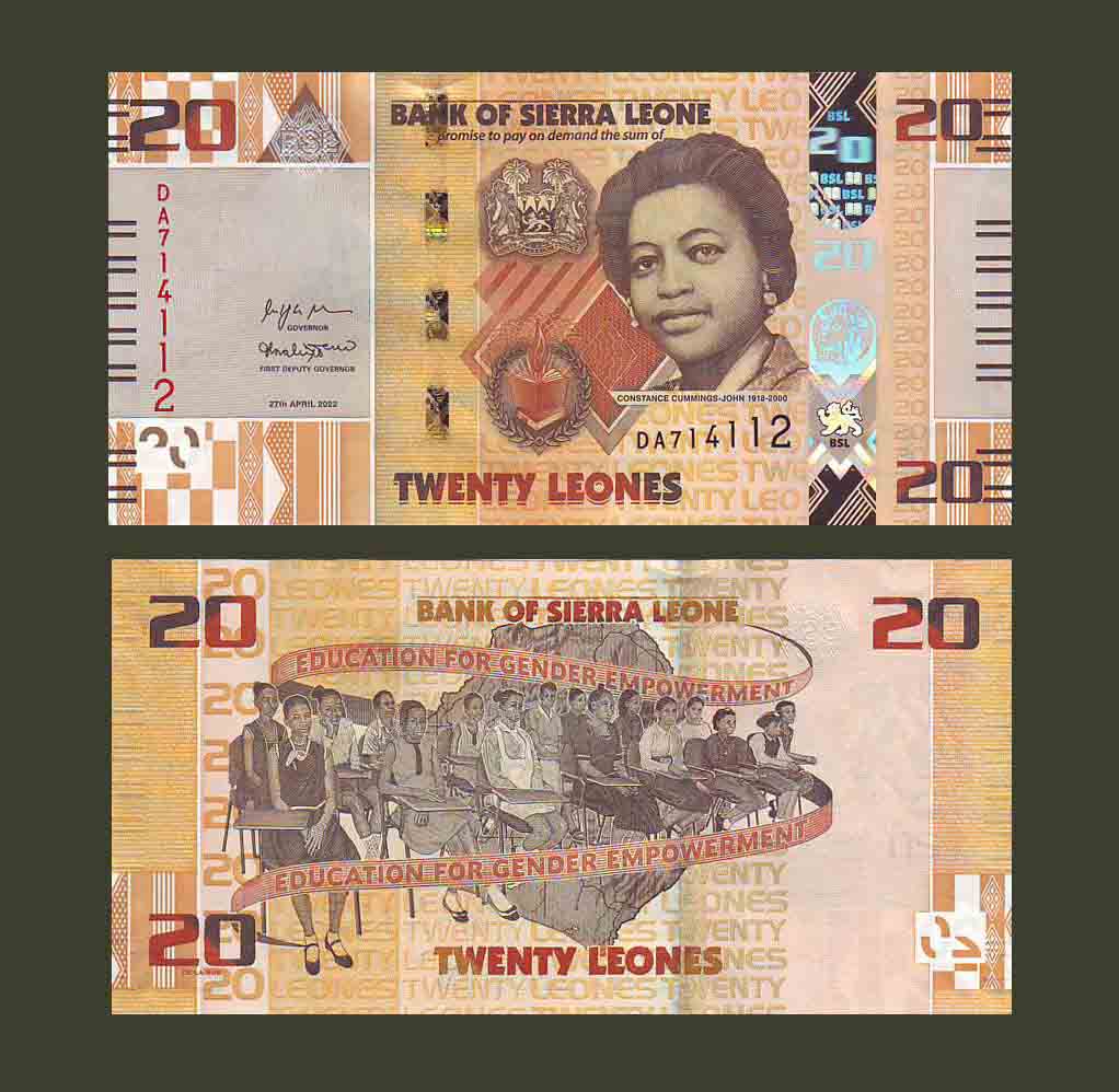 Sierra Leone 20 Leones 2022 P38 UNC