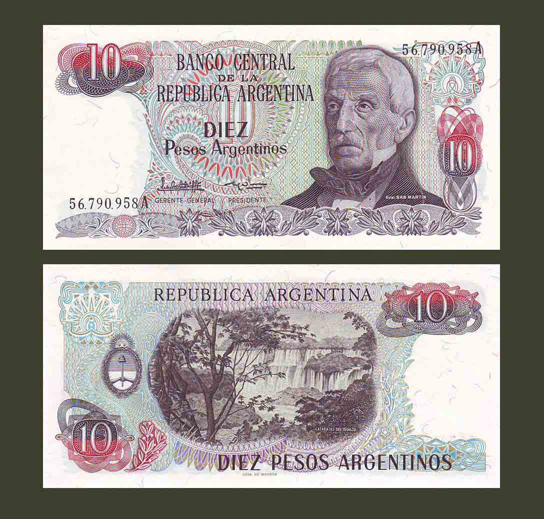 Argentina 10 Pesos 1983-1984 P313 UNC