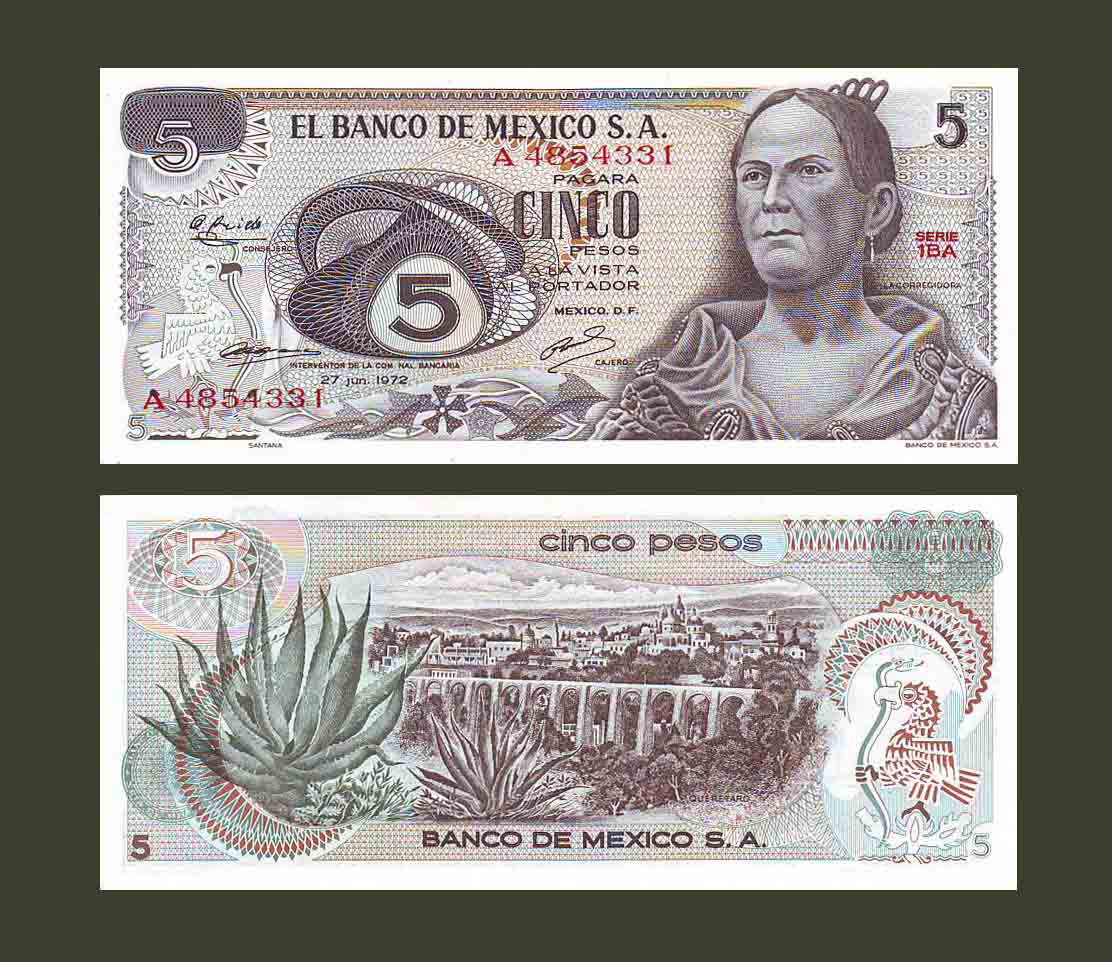 Mexico 5 Pesos 1972 P62c UNC