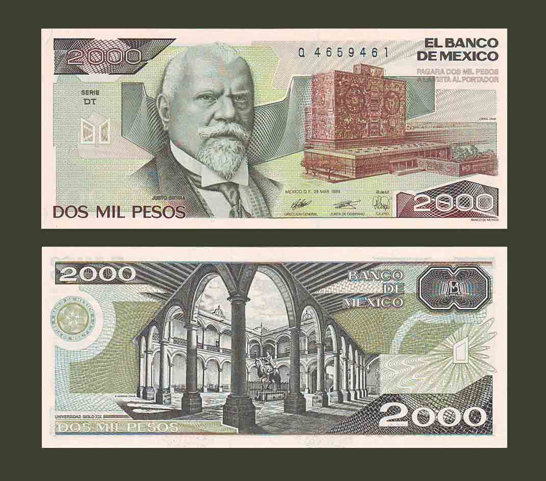 Mexico 2000 Pesos 1989 P86c UNC