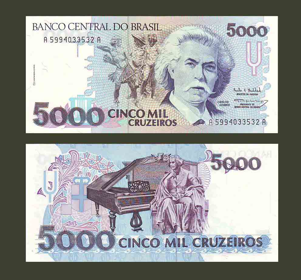 Brazil 5000 Cruzeiros 1993 P232c UNC