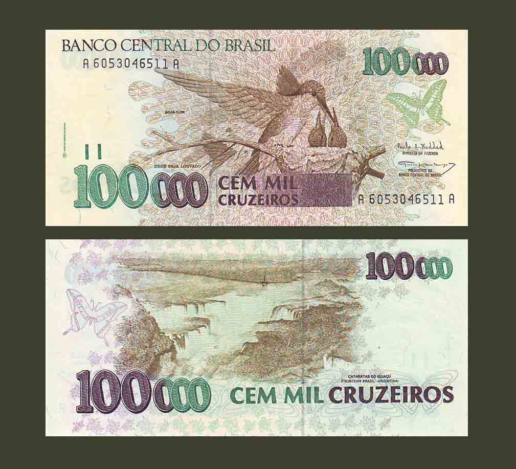 Brazil 100000 Cruzeiros 1993 P235b UNC