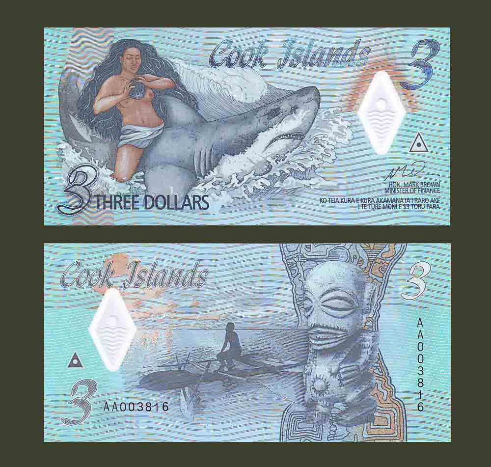Cook Islands 3 Dollars 2021 P11 UNC