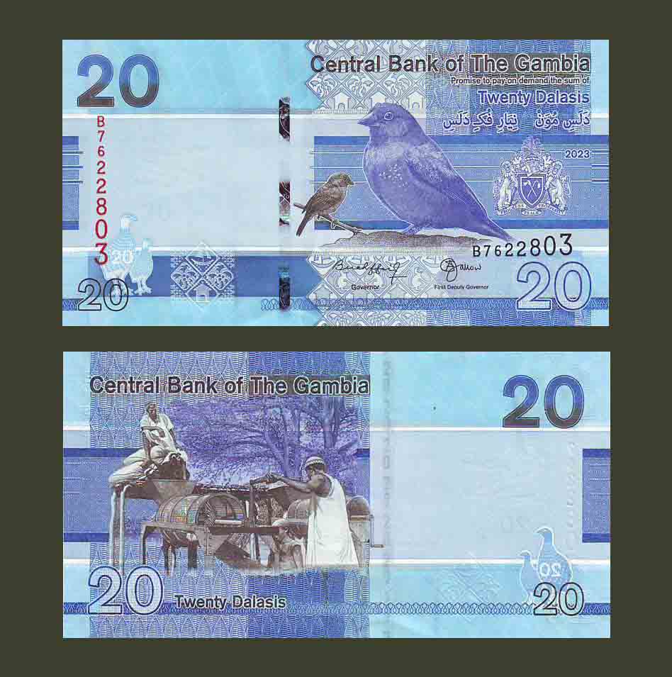 Gambia 20 Dalasis 2023 P39 UNC