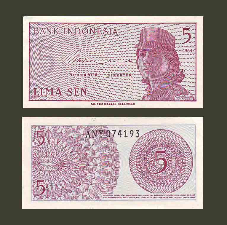 Indonesia 5 sen 1964 P91 UNC