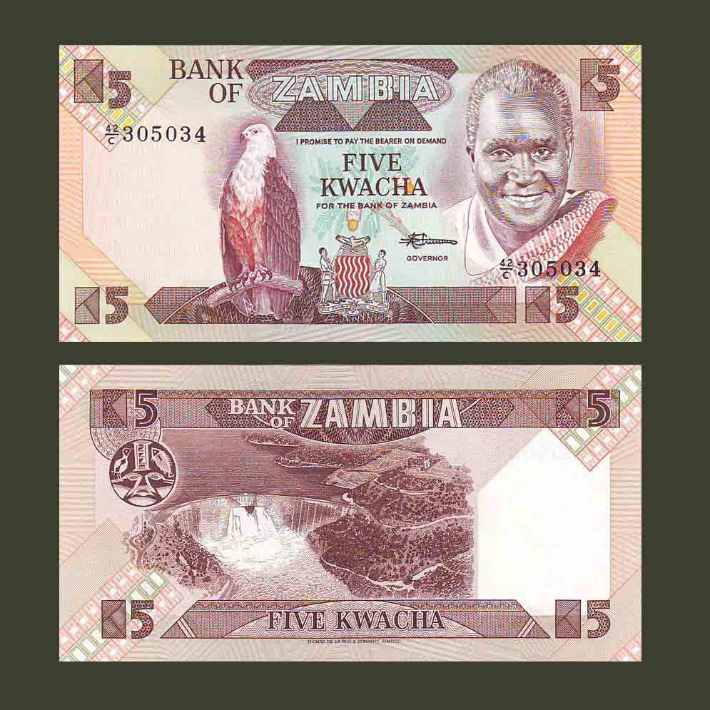Zambia 5 Kwacha 1988 P25d UNC