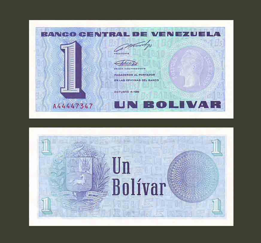 Venezuela 1 Bolivar 1989 P68 UNC