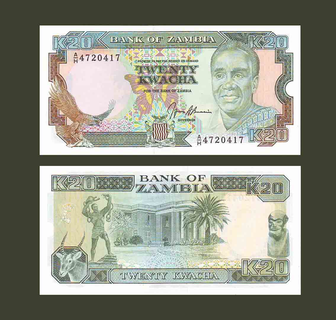 Zambia 20 Kwacha 1989 P32b UNC
