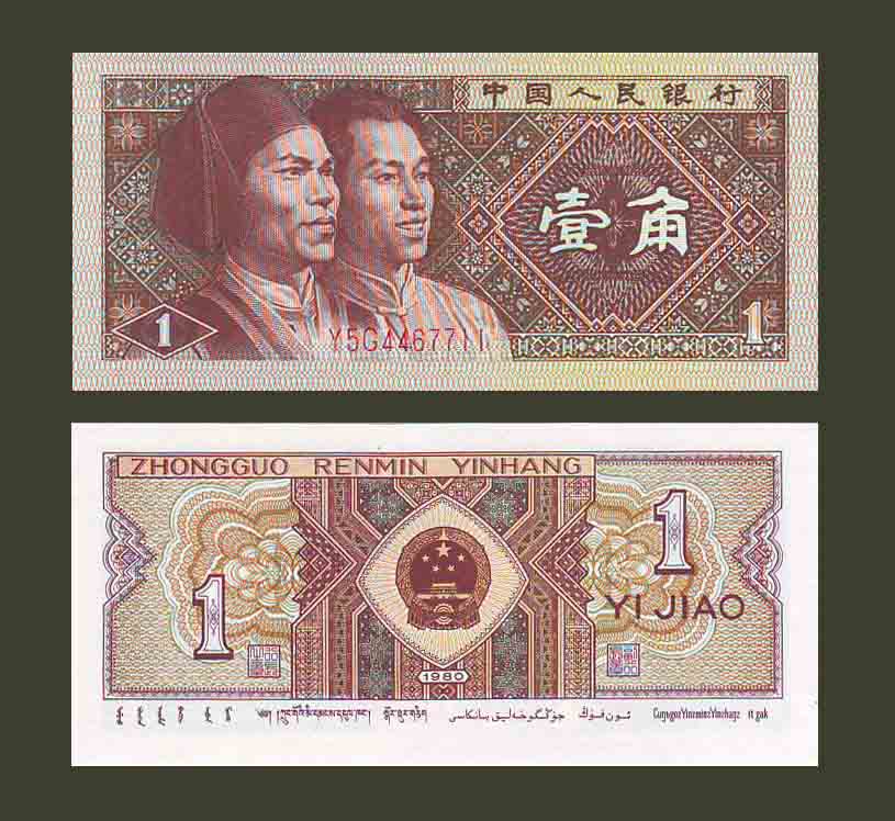 China 1 Jiao 1980 P881 UNC