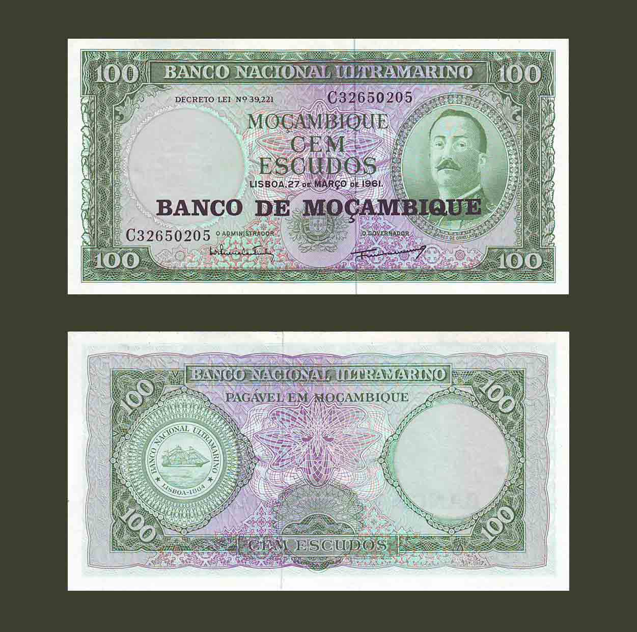 Mozambique 100 Escudos 1961 P117a UNC