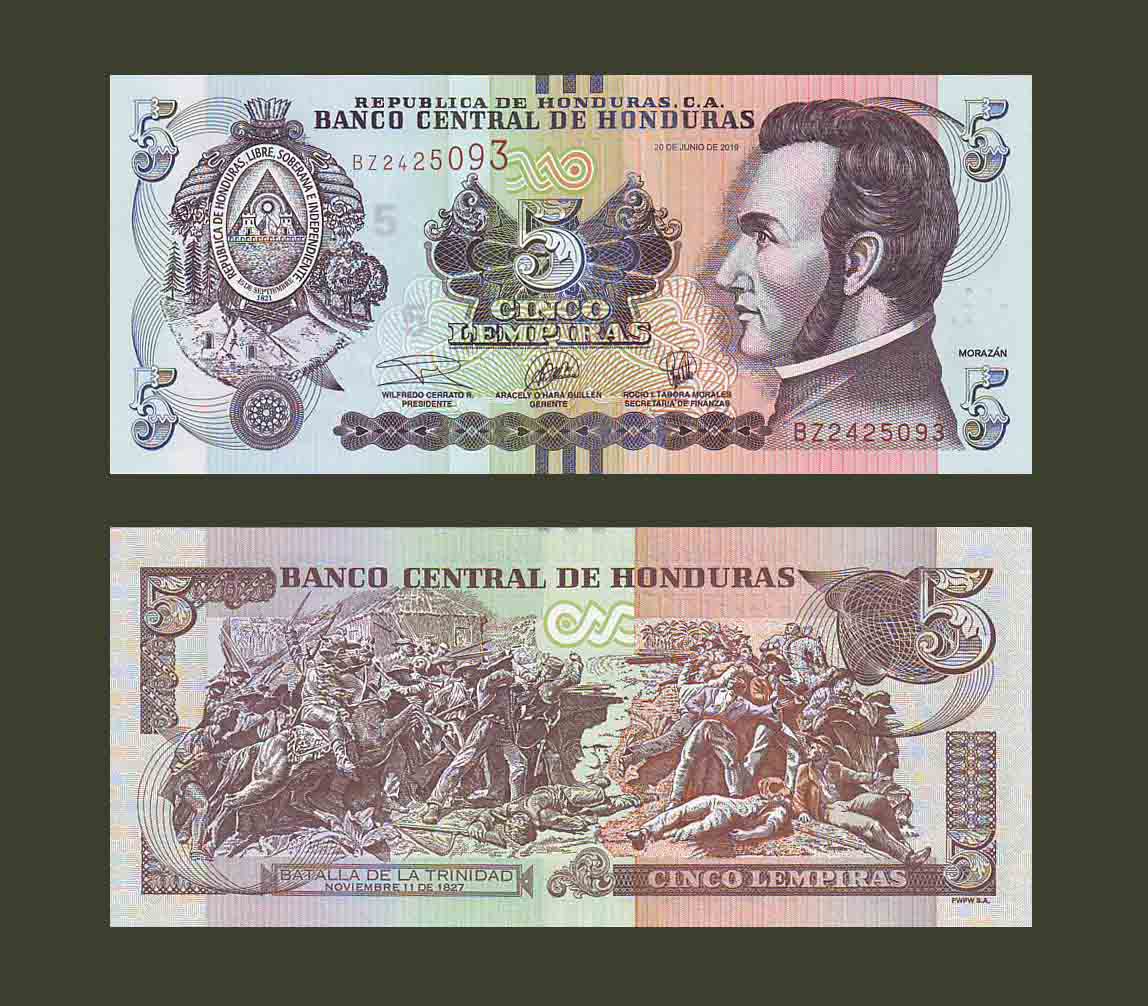 Honduras 5 Lempiras 2019 P98 UNC