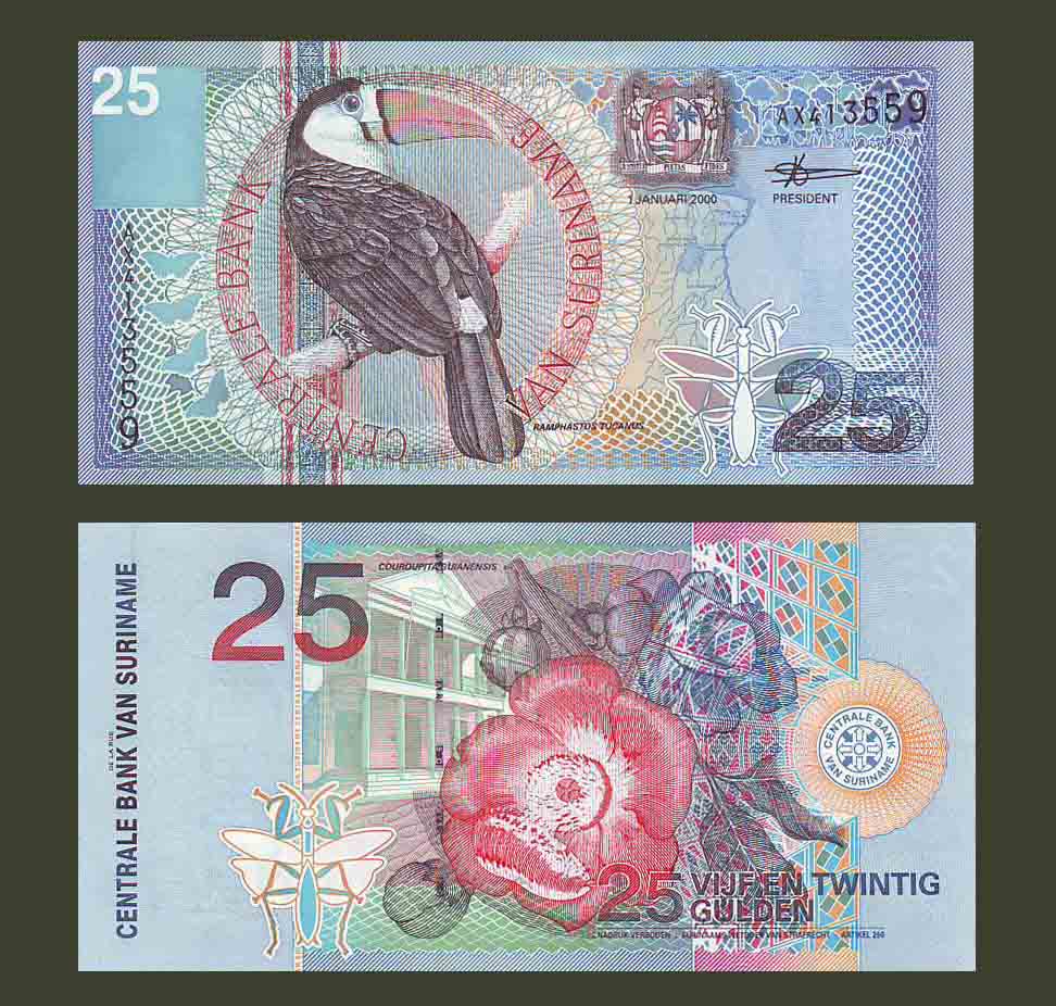 Suriname 25 Gulden 2000 P148 UNC