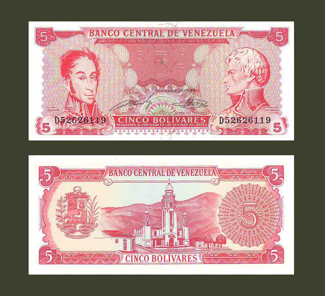 Venezuela 5 Bolivares 1989 P70 UNC