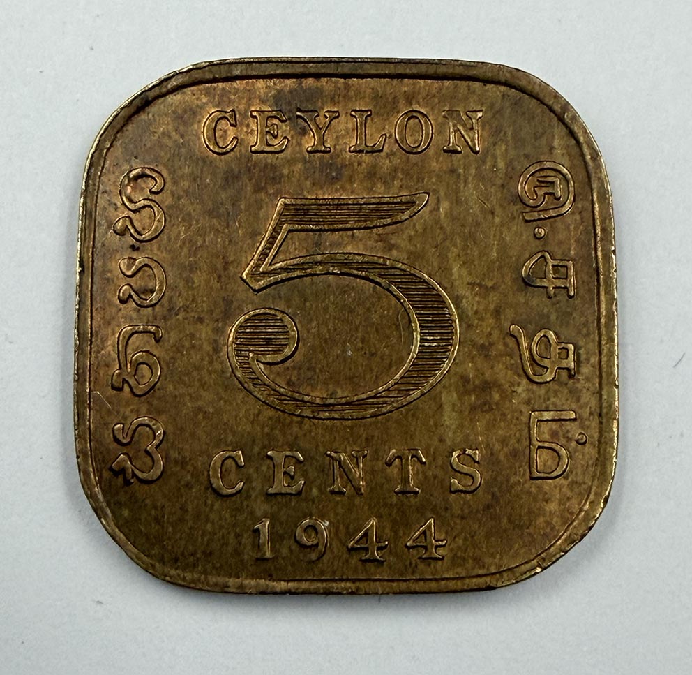 Ceylon 5 cents 1944 KM#113.2