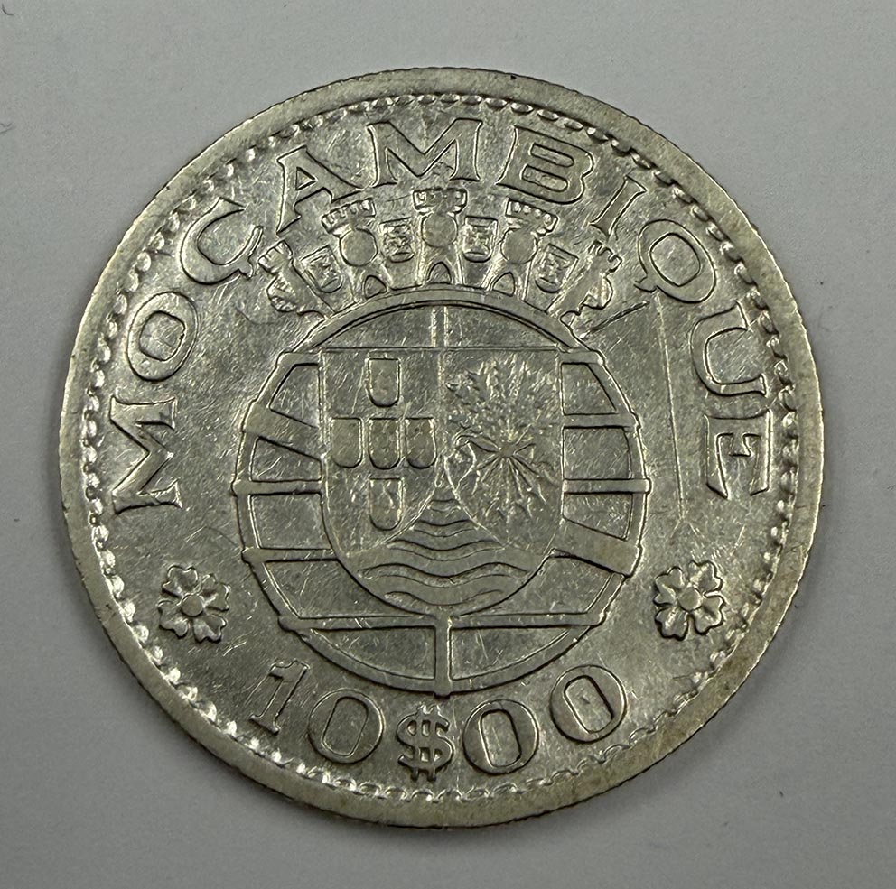 Mozambique 10 Escudos 1955 KM#79