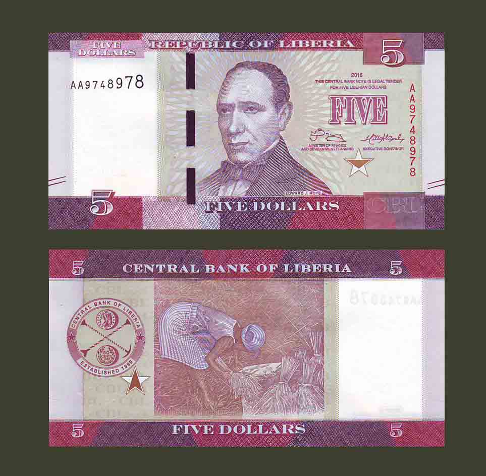 Liberia 5 Dollars 2016 P31 UNC