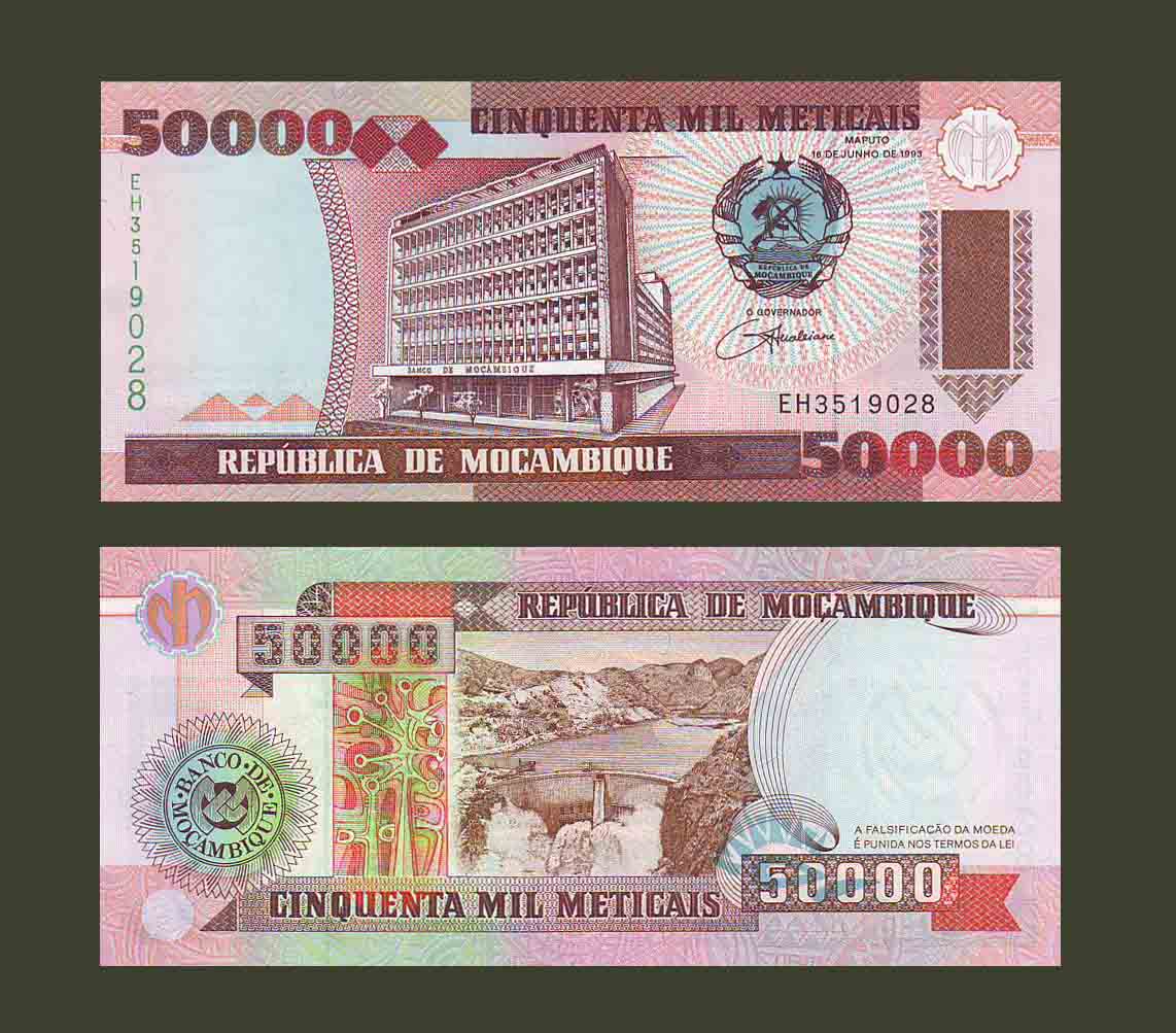 Mozambique 50000 Meticals 1993 P138 UNC
