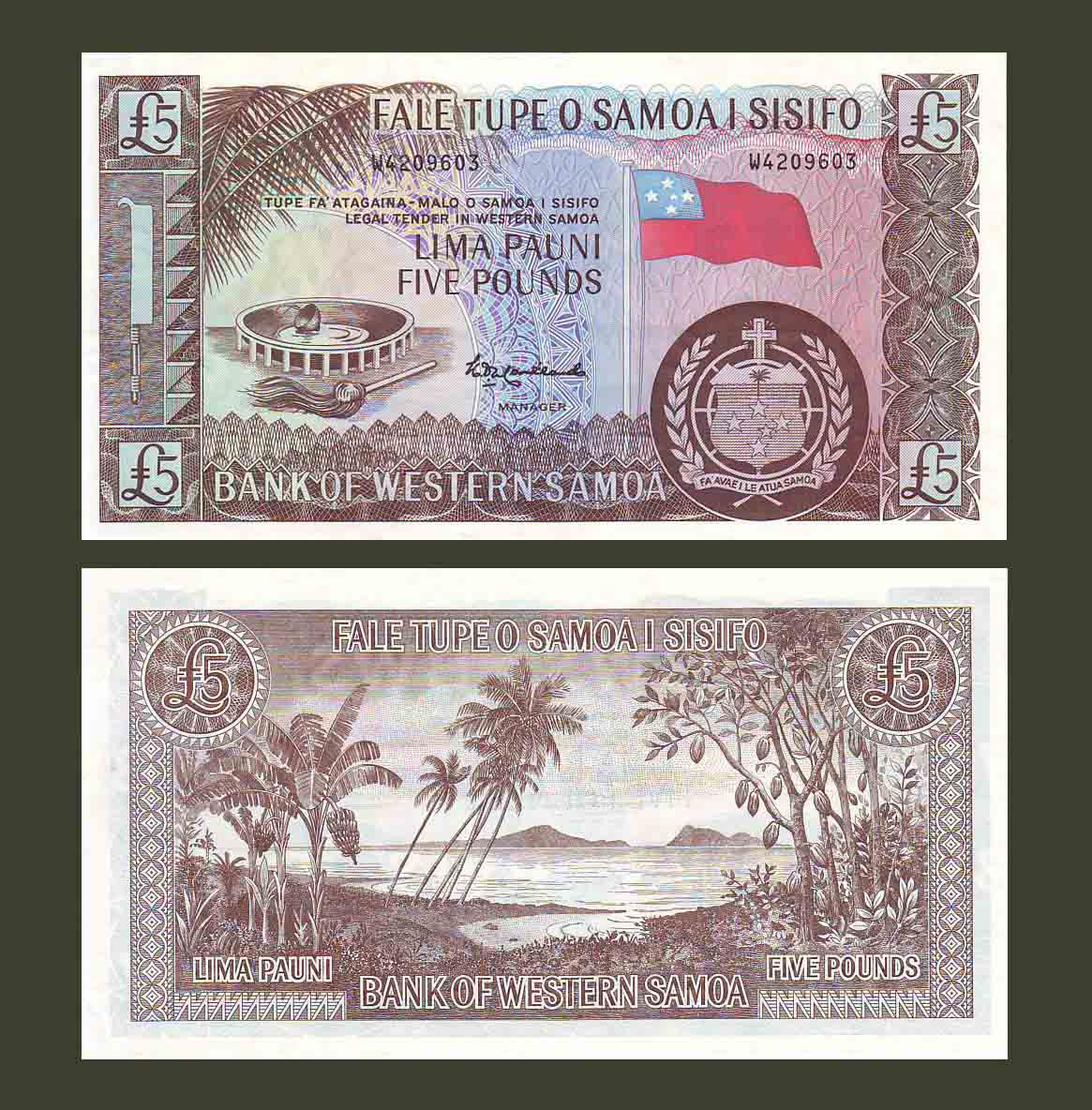 Western Samoa 5 Pounds 1963(2020) P15CS UNC