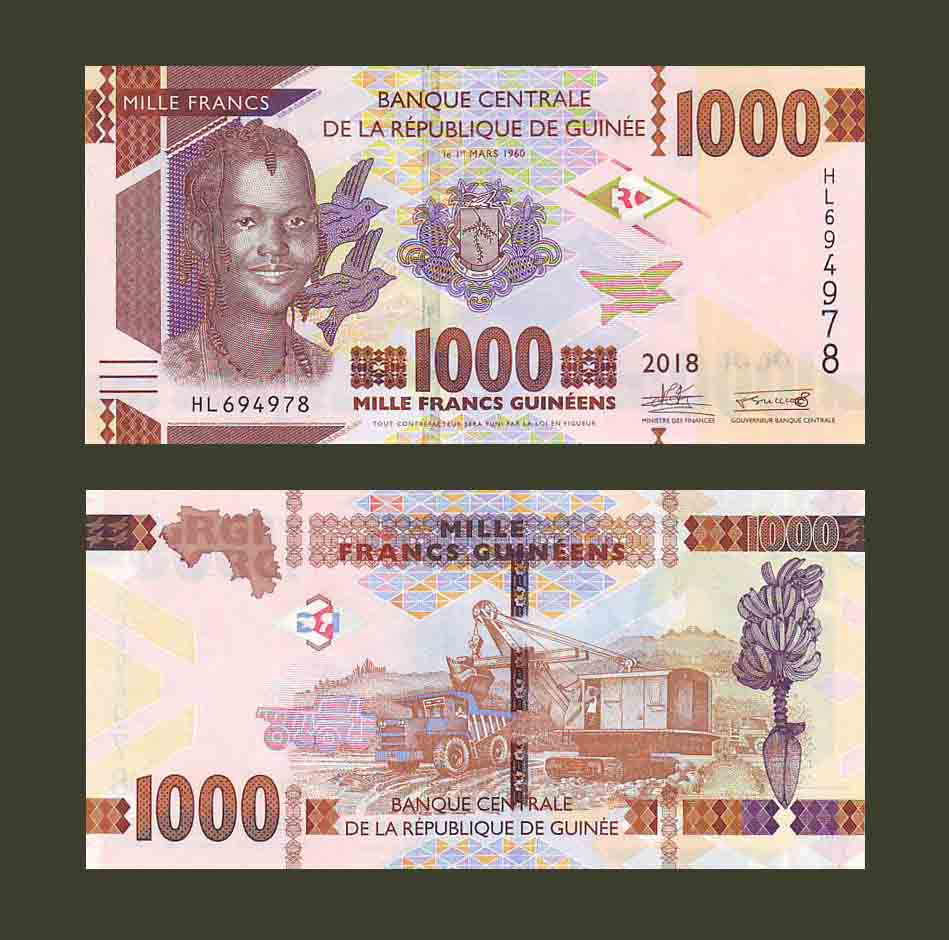 Guinea 1000 Francs 2018 P48 UNC