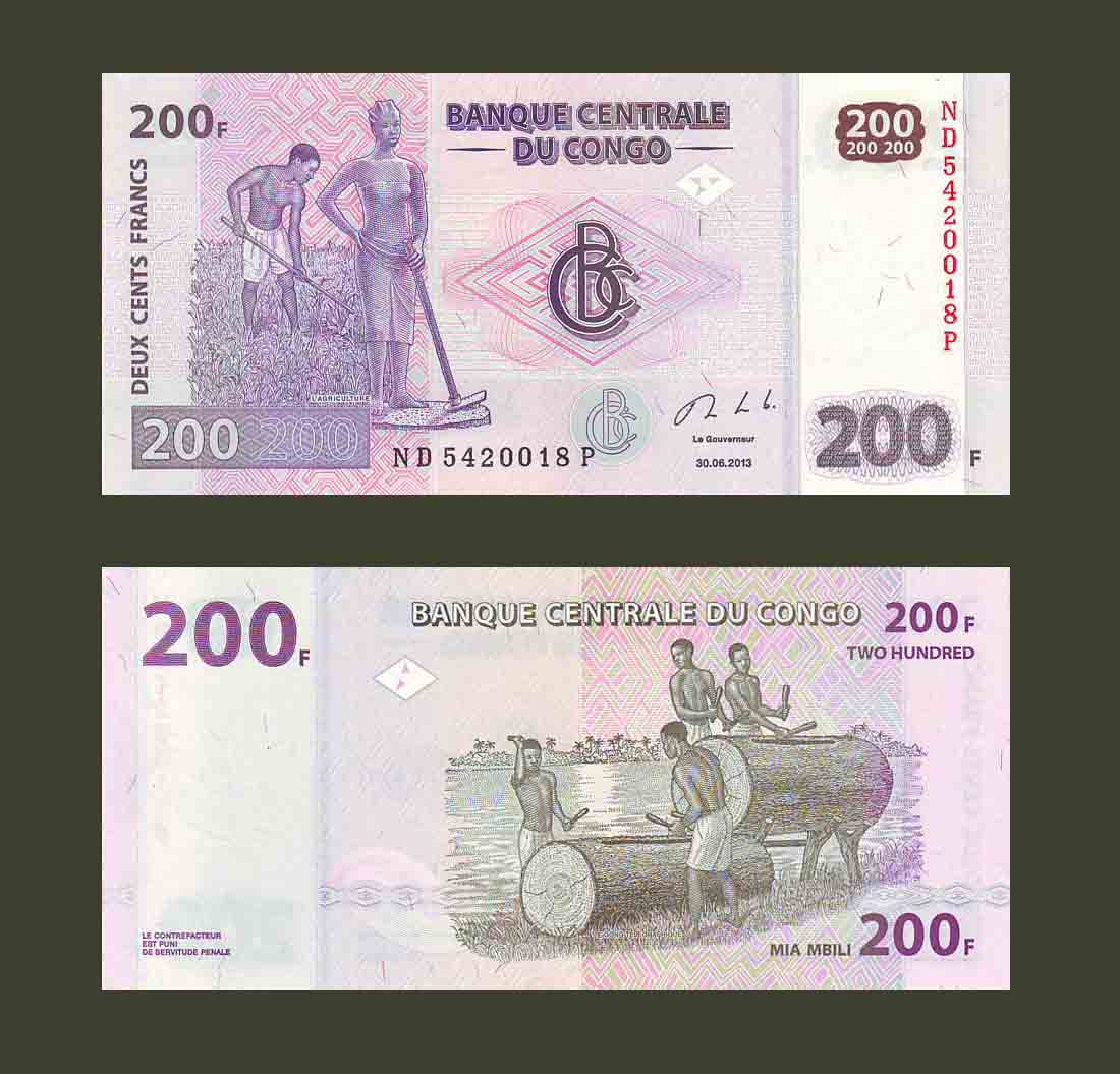 Конго 200 франков 2013 P99b UNC