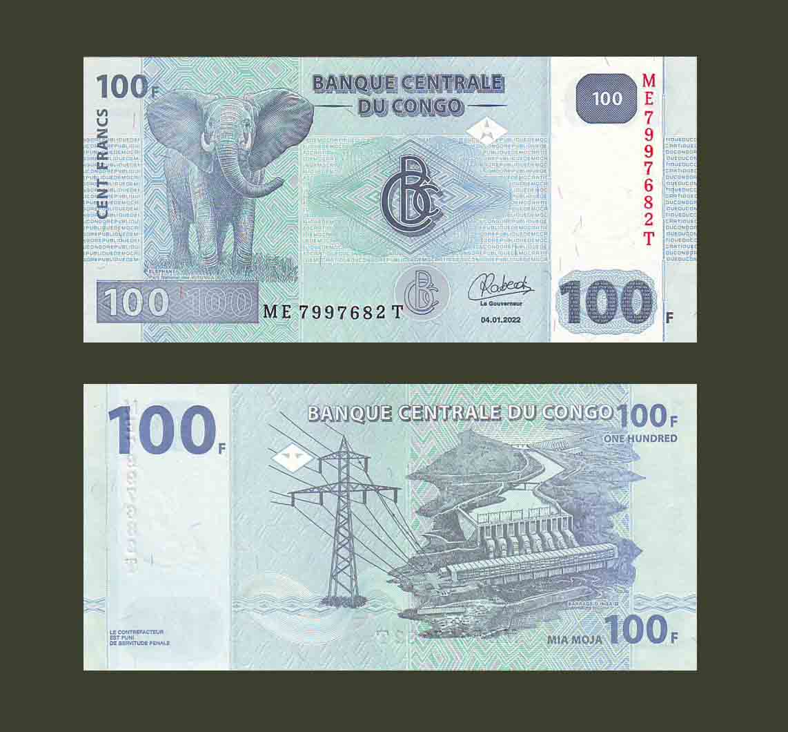 Конго 100 франков 2022 P98 UNC
