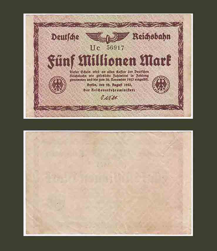 Germany 5,000,000 Mark 1923 AU