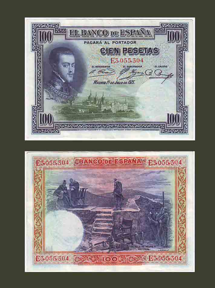 Spain 100 Pesetas 1925 P69c XF