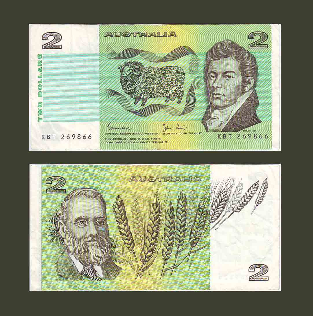 Australia 2 Dollars 1983 P43d VF-XF