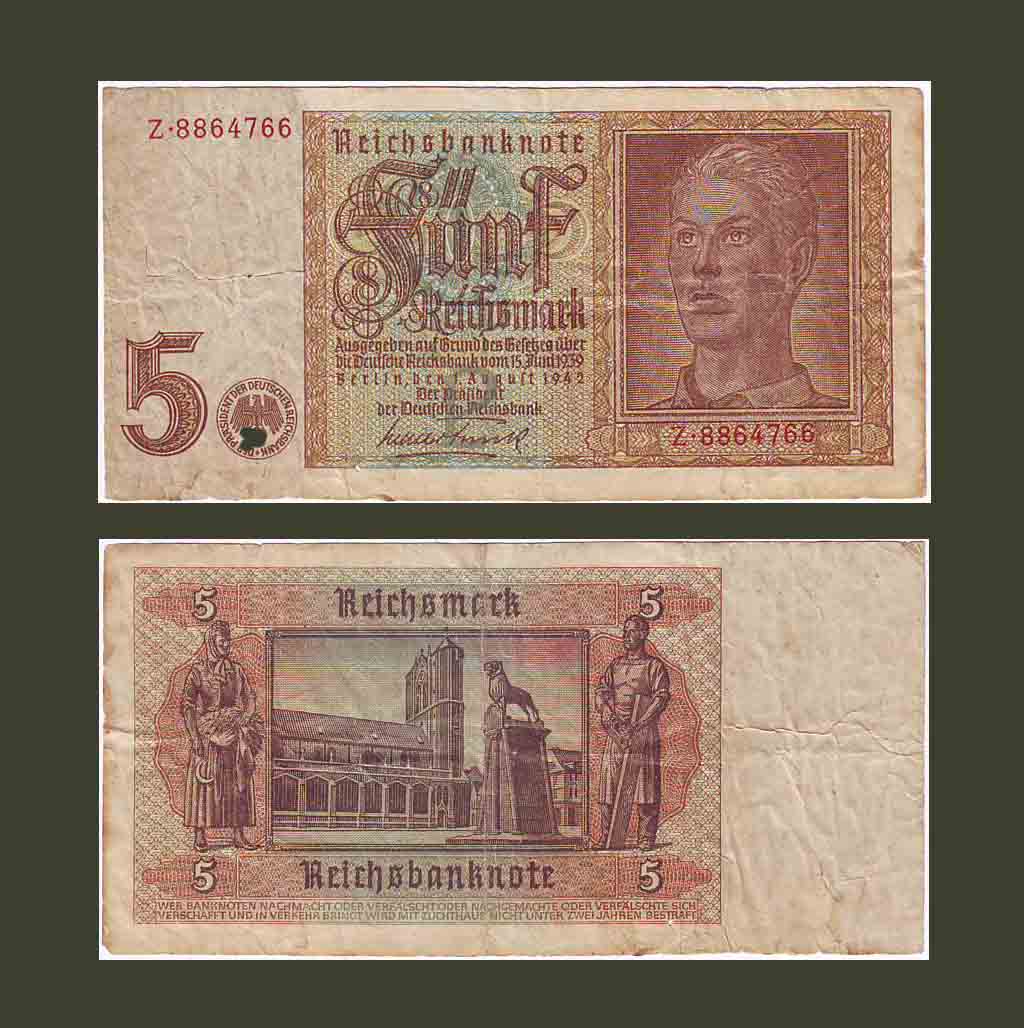 Գերմանիա 5 ռայխսմարկ 1942 P186a VF